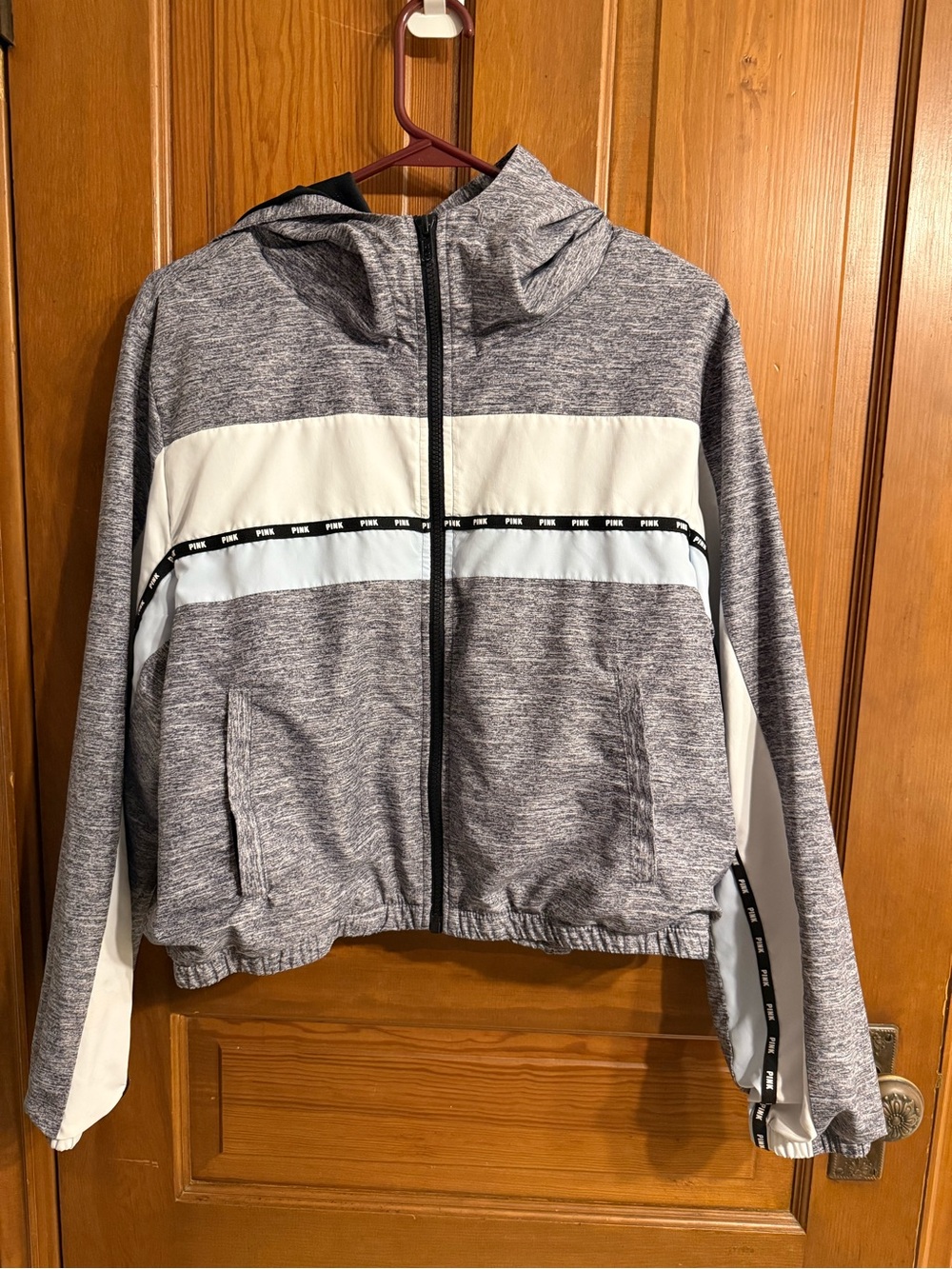PINK Victoria's Secret Gray & Black Hooded Jacket